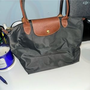 Small Longchamp Le Pliage Tote in Gray